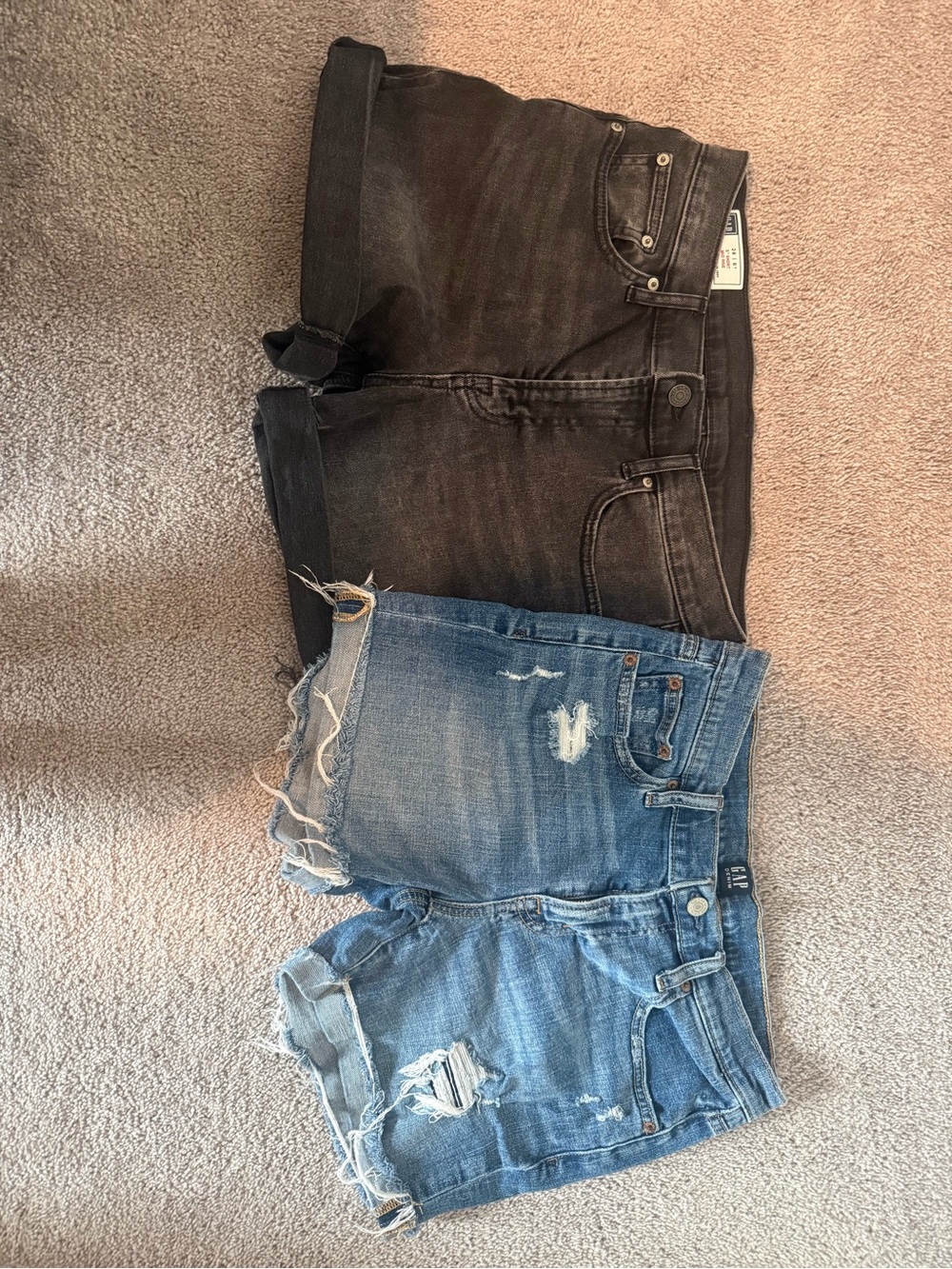 GAP Black and Blue Distressed Denim Shorts Duo